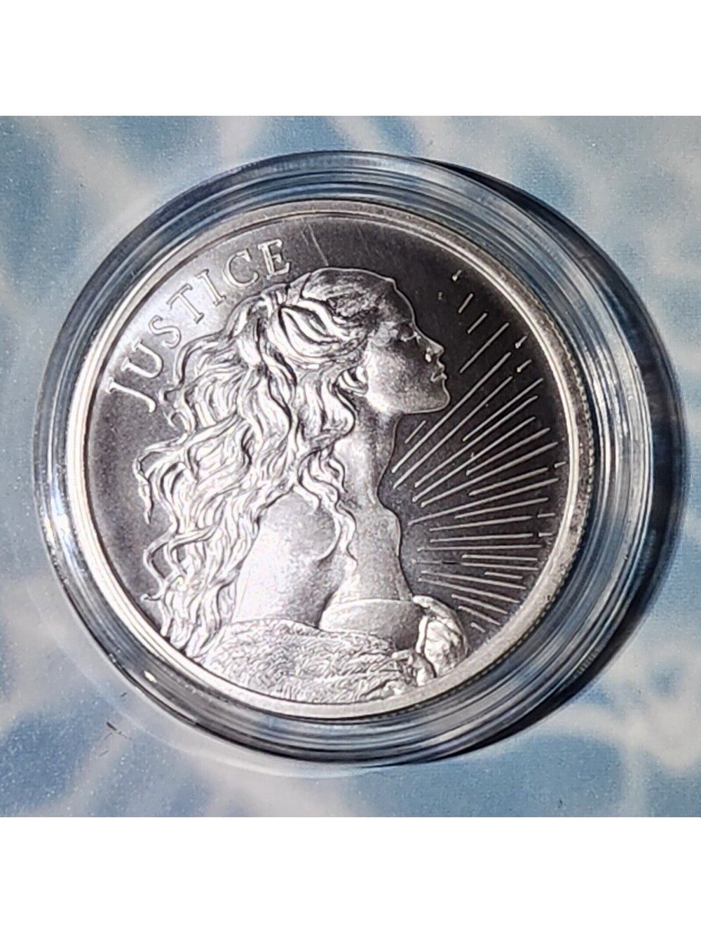 JUSTICE Silver Shield 1 Oz 999 Fine Silver Bullion NEW in Capsule 2021 Excellent
